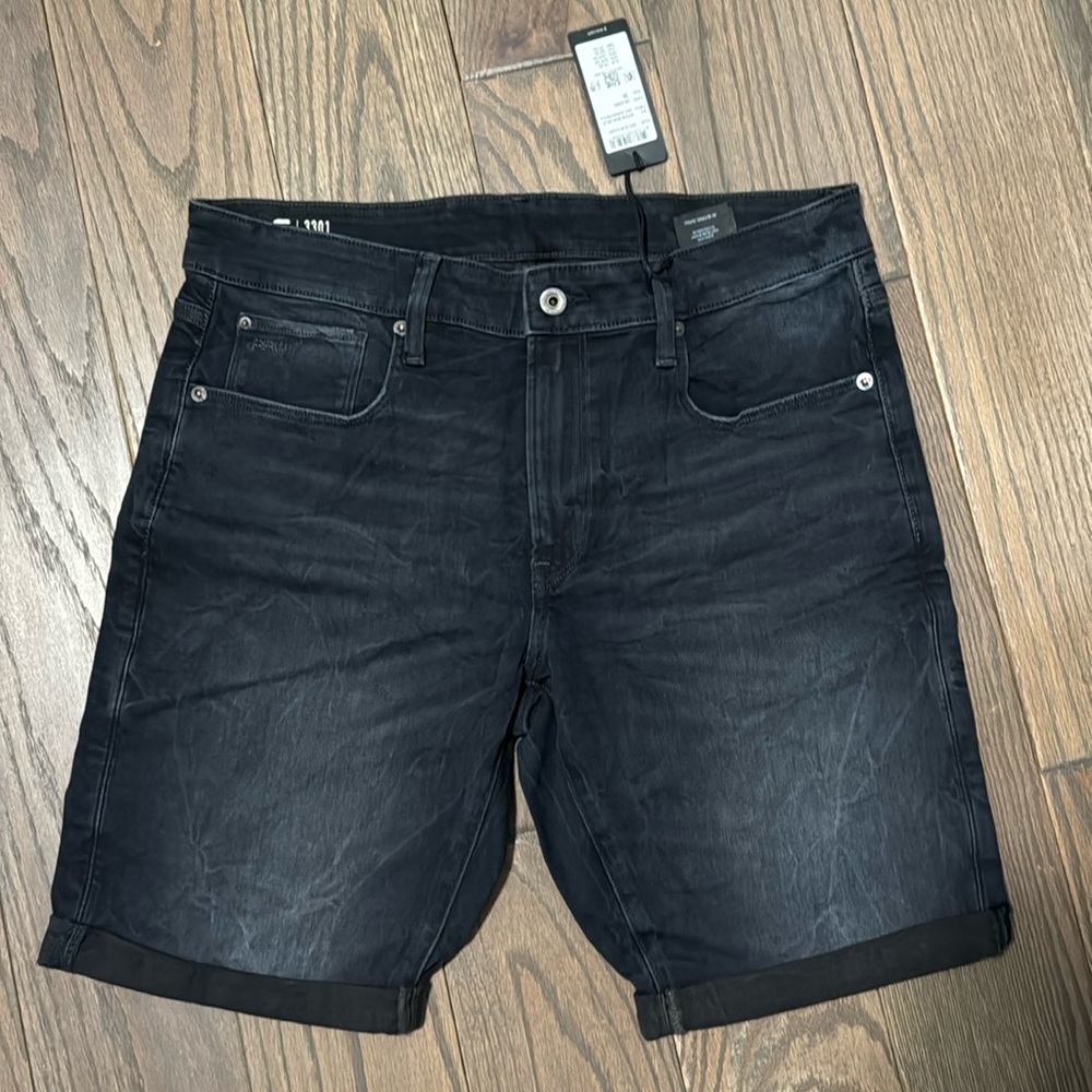 G-Star Raw 3301 Men’s Slim (Jean) Shorts - Sz 34 - Dark Aged (dark blue)